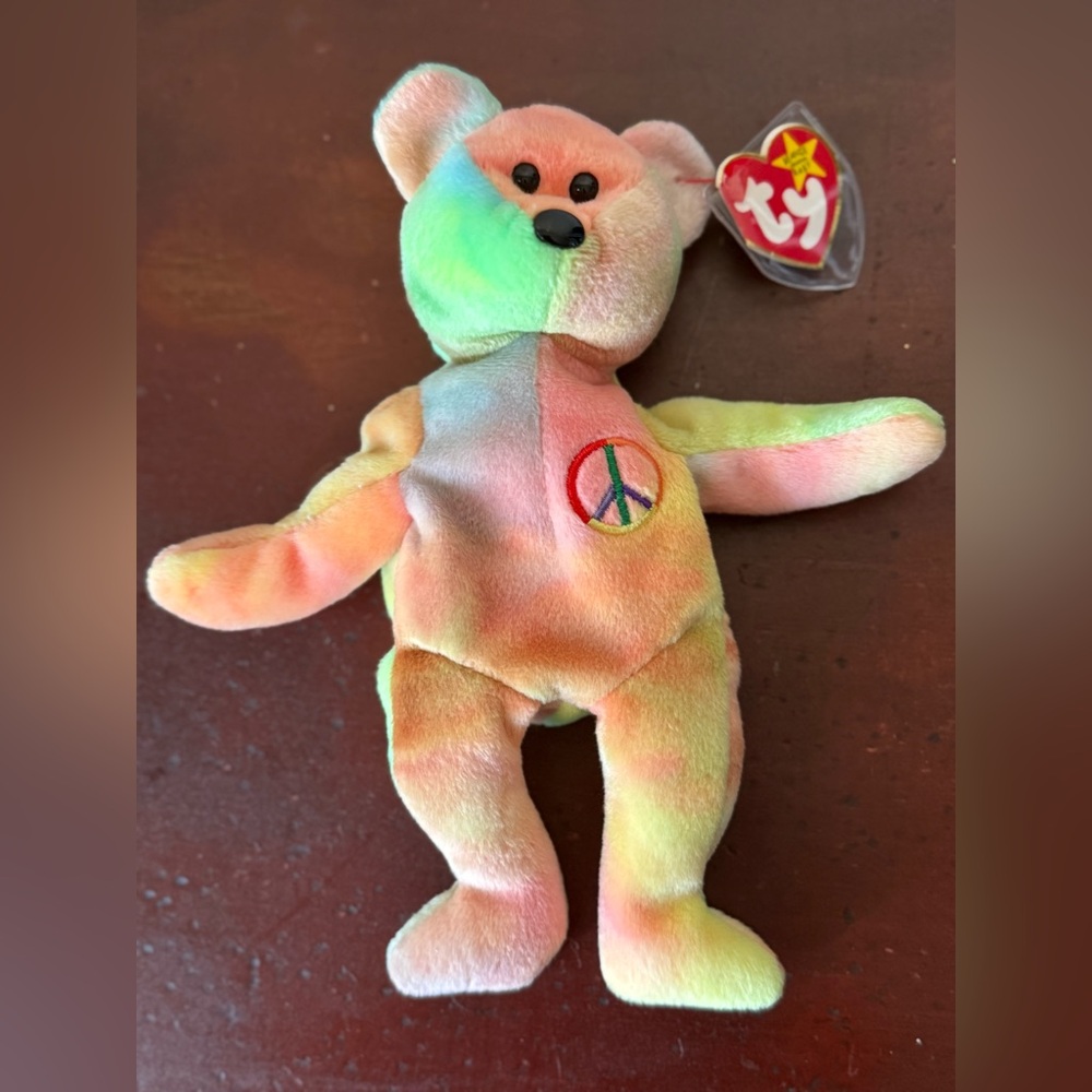 Ty Beanie Baby Pastel Tie-Dye Peace Bear